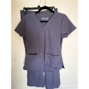 Grey's Anatomy by Barco + Spandex Stretch Women's Size S Top, Size S Pants Gray